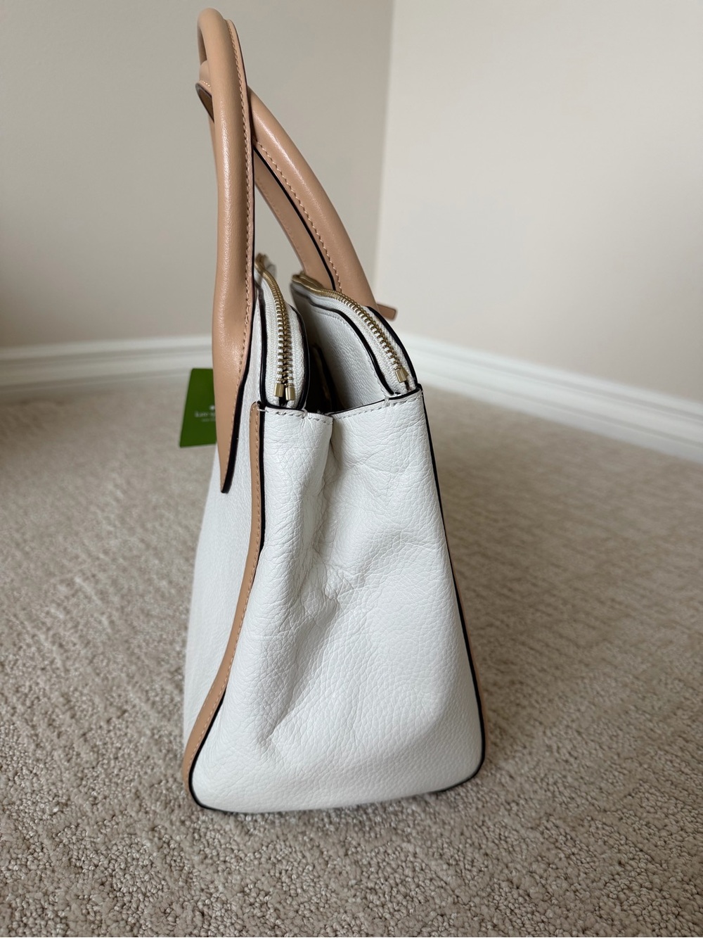 kate spade White and Tan Pebbled Leather Satchel - Picture 5 of 8